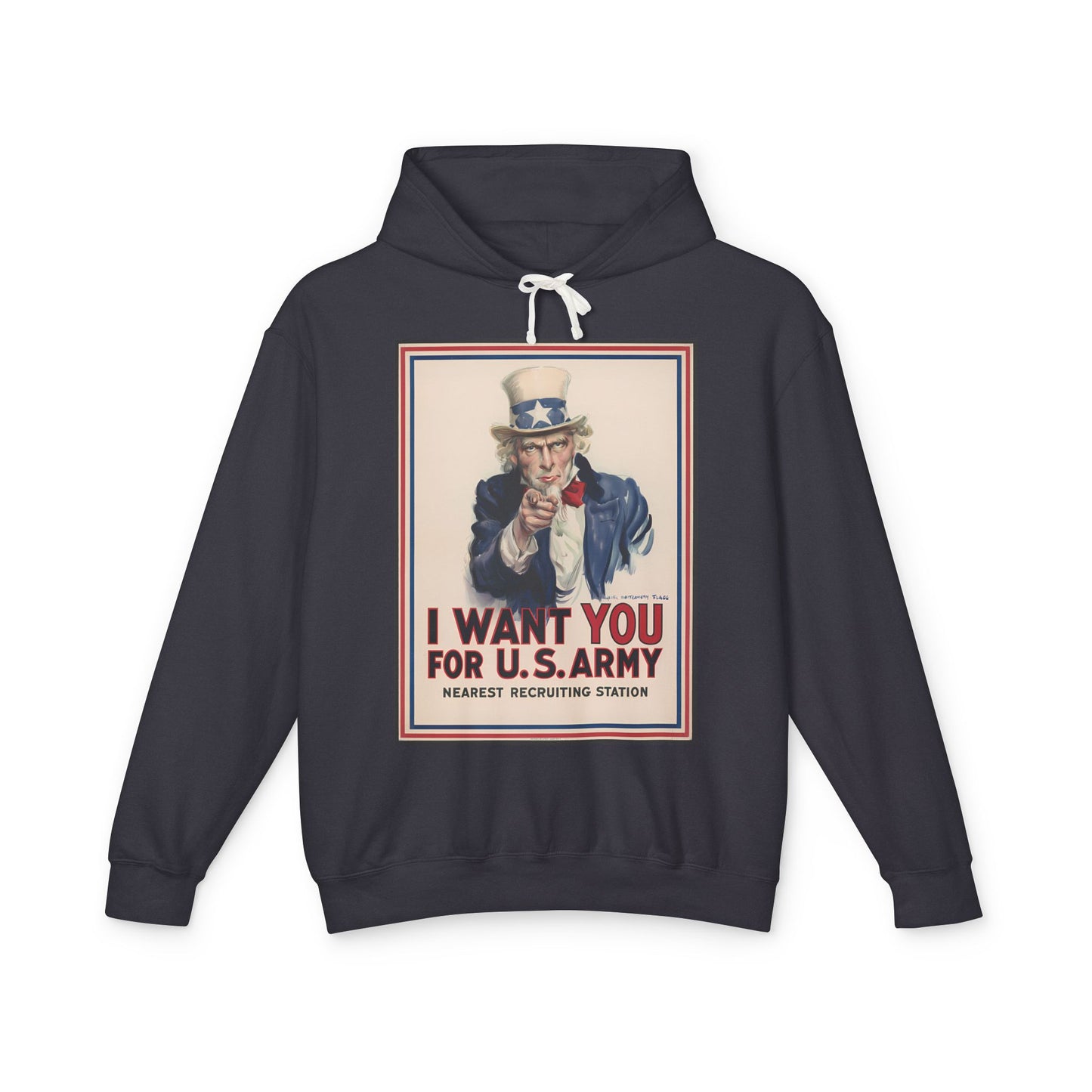 100% Cotton Uncle Sam Hoodie WW1 Propaganda Poster I Want You for U.S. Army James Montgomery Flagg Famous Painting Art Graphic Hooded Sweatshirt (Lightweight)