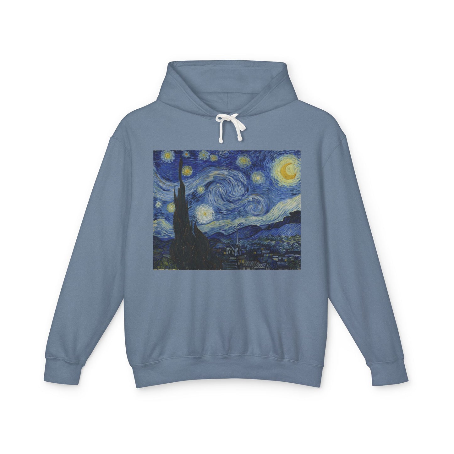 100% Cotton Starry Night Hoodie Vincent Van Gogh Art Lover Famous Painting Graphic Hooded Sweatshirt (Lightweight)