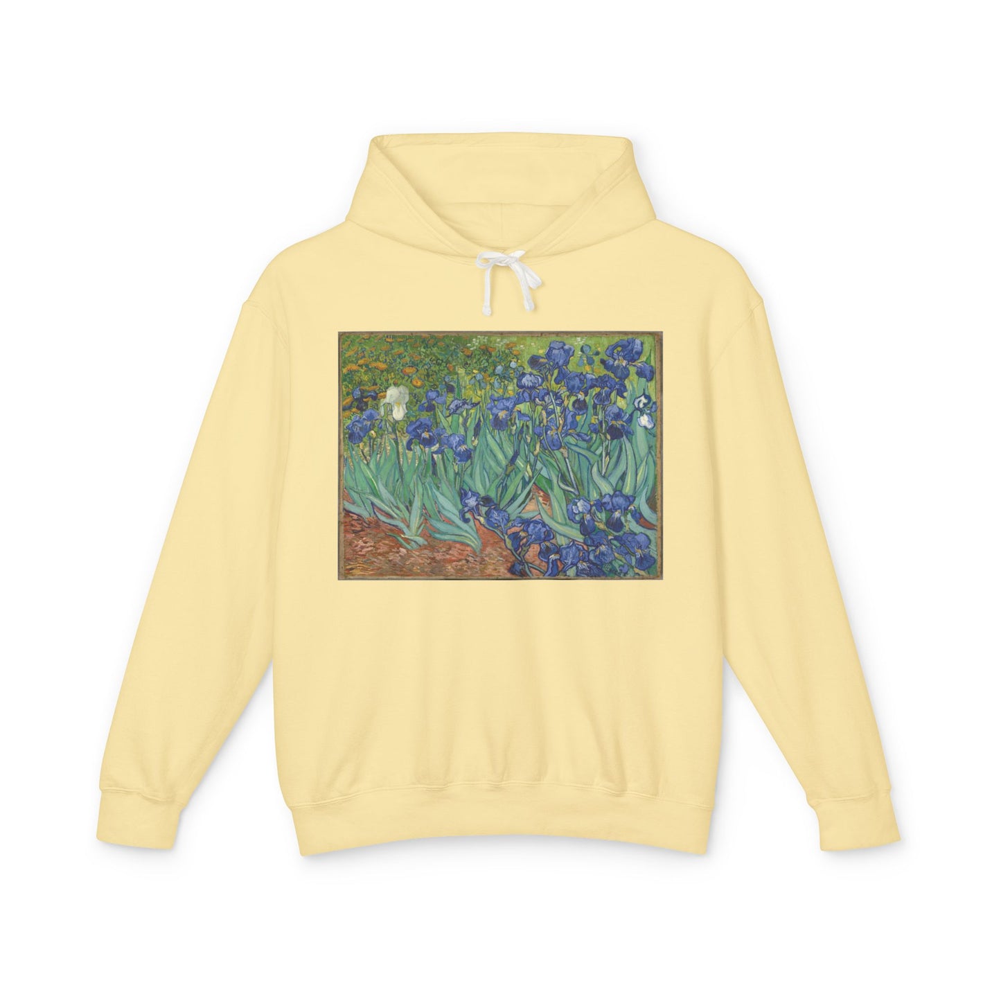 100% Cotton Irises Hoodie Vincent Van Gogh Art Lover Famous Painting Graphic Hooded Sweatshirt (Lightweight)