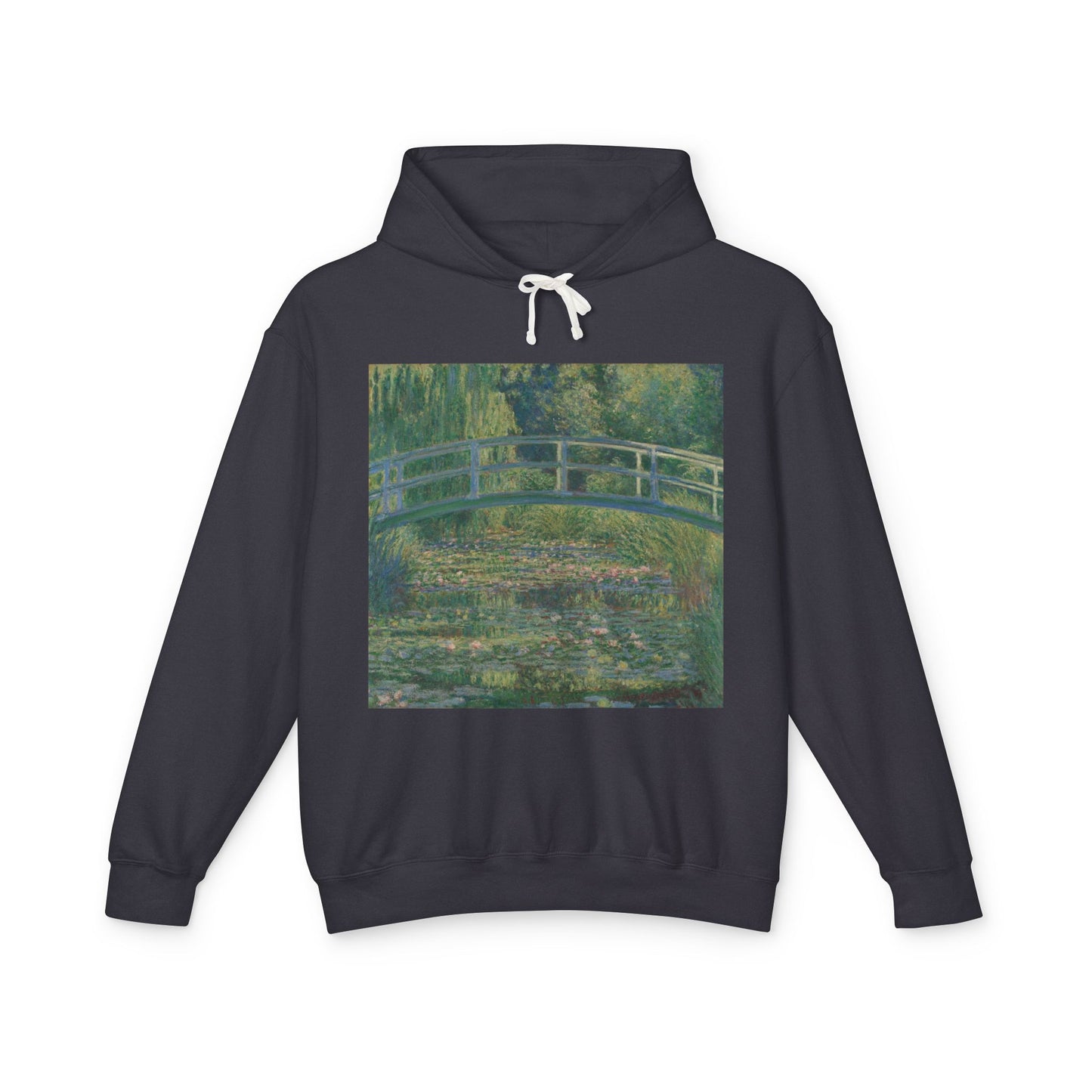 100% Cotton Monet Water Lily Pond Hoodie Art Lover Famous Painting Graphic Hooded Sweatshirt (Lightweight)