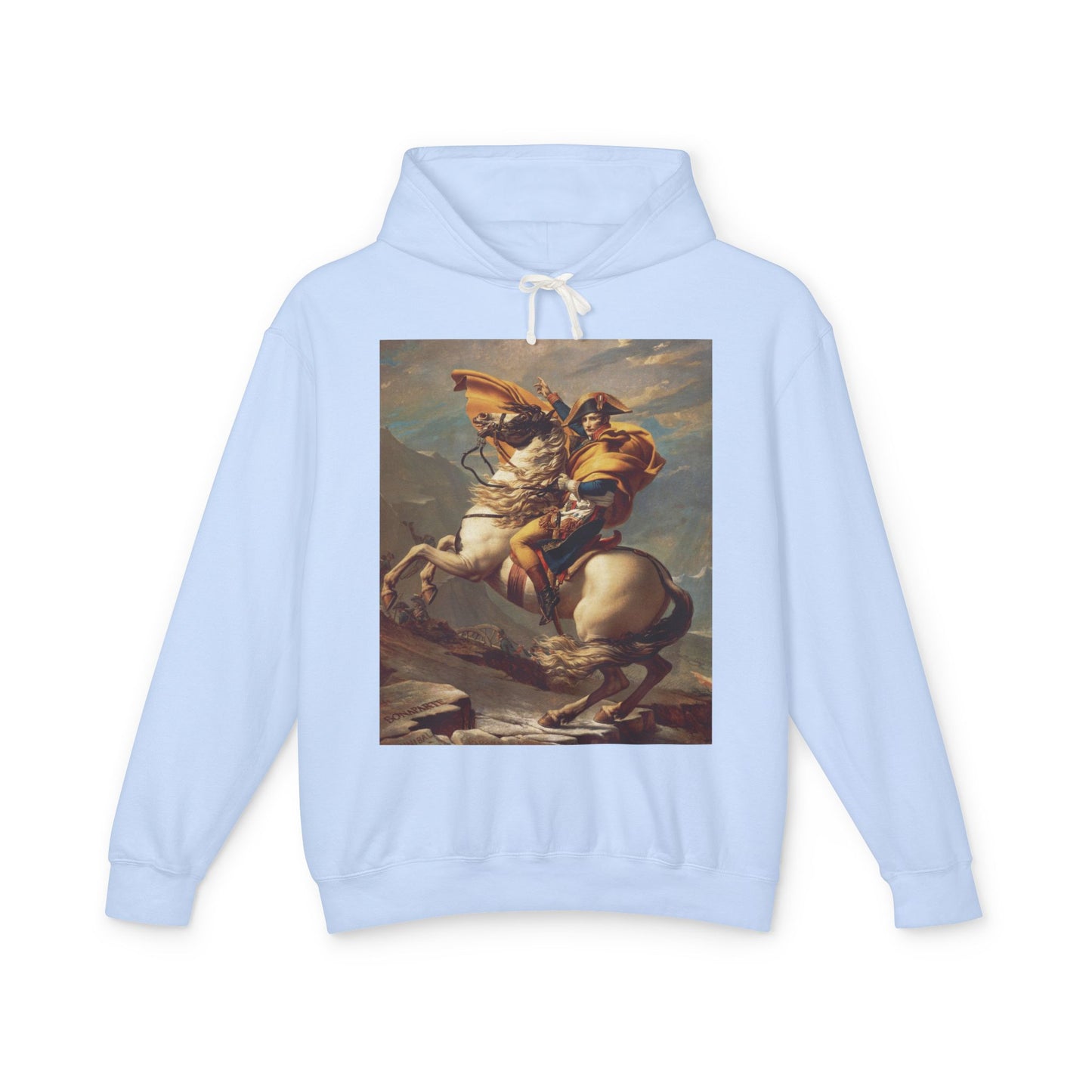 100% Cotton Napoleon Crossing the Alps Hoodie Famous Painting by Jacques-Louis David Art Lover Graphic Hooded Sweatshirt (Lightweight)
