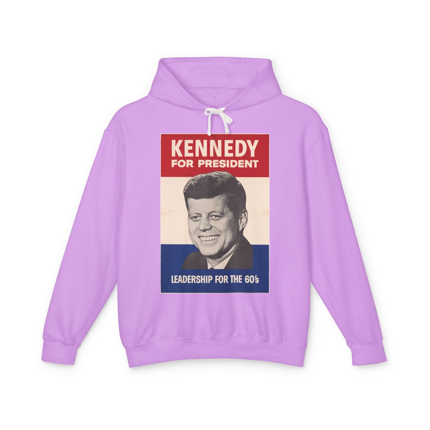100% Cotton Hoodie John F Kennedy for President Vintage Campaign Poster Leadership for The 60's JFK Graphic Hooded Sweatshirt (Lightweight)