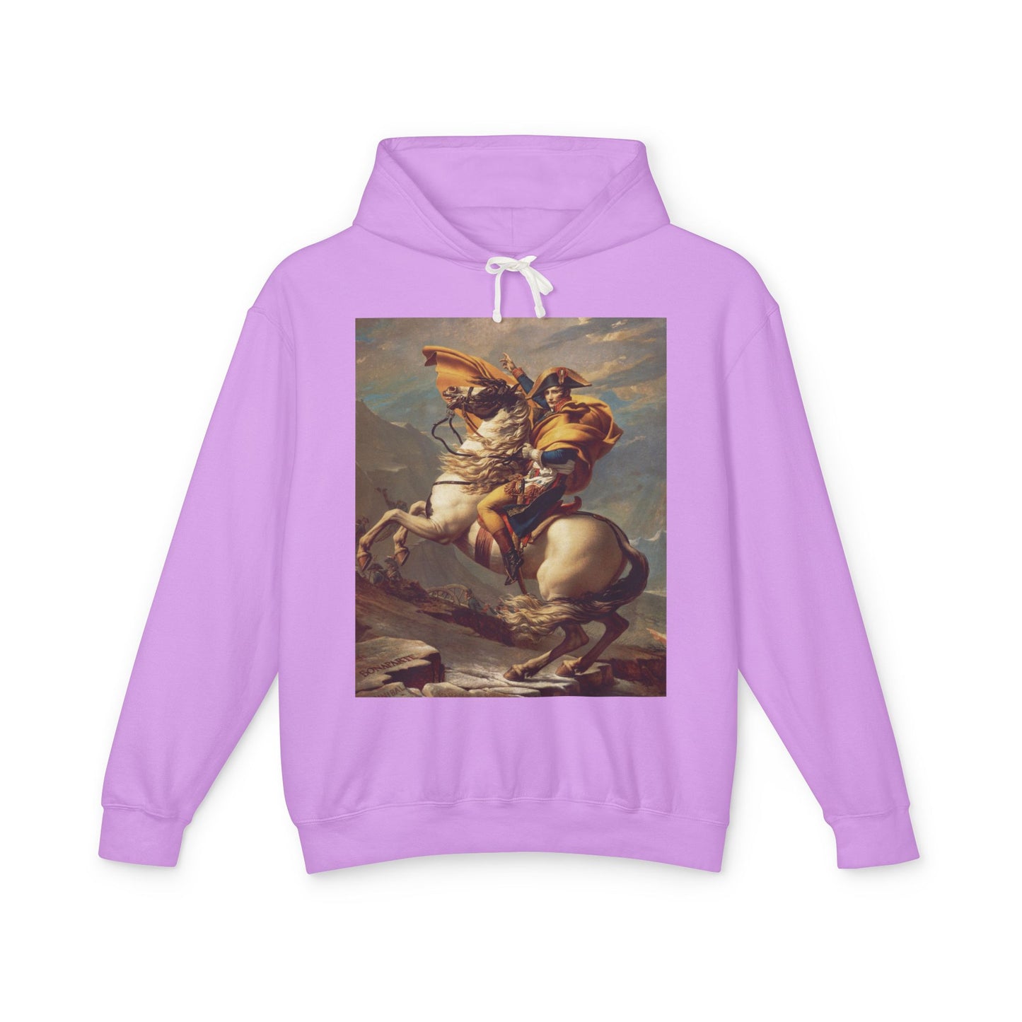 100% Cotton Napoleon Crossing the Alps Hoodie Famous Painting by Jacques-Louis David Art Lover Graphic Hooded Sweatshirt (Lightweight)