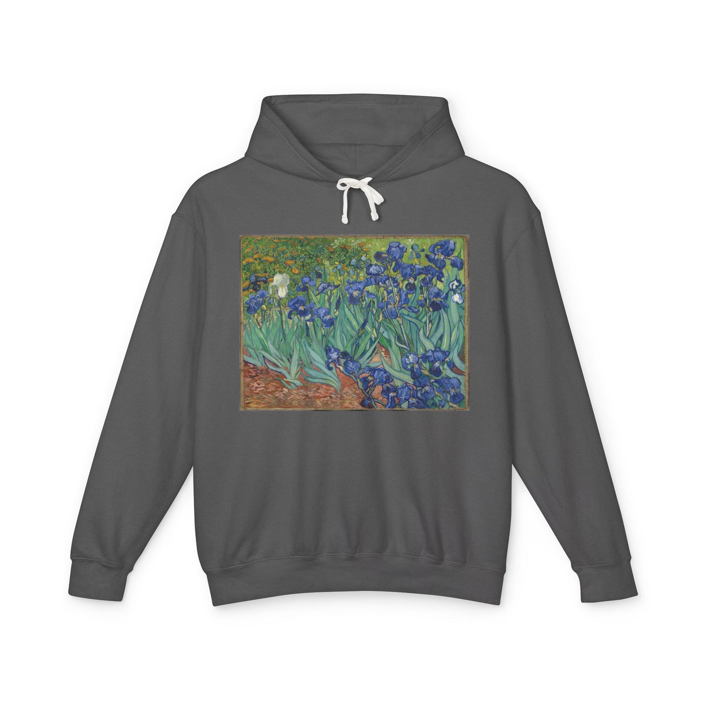 100% Cotton Irises Hoodie Vincent Van Gogh Art Lover Famous Painting Graphic Hooded Sweatshirt (Lightweight)