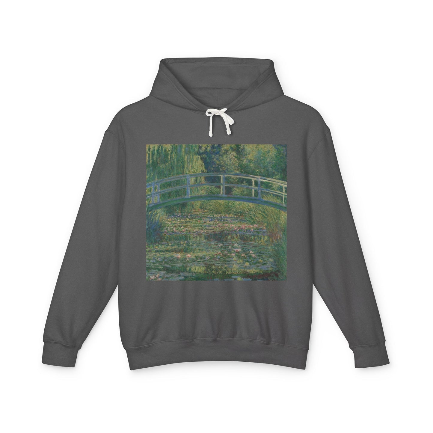 100% Cotton Monet Water Lily Pond Hoodie Art Lover Famous Painting Graphic Hooded Sweatshirt (Lightweight)