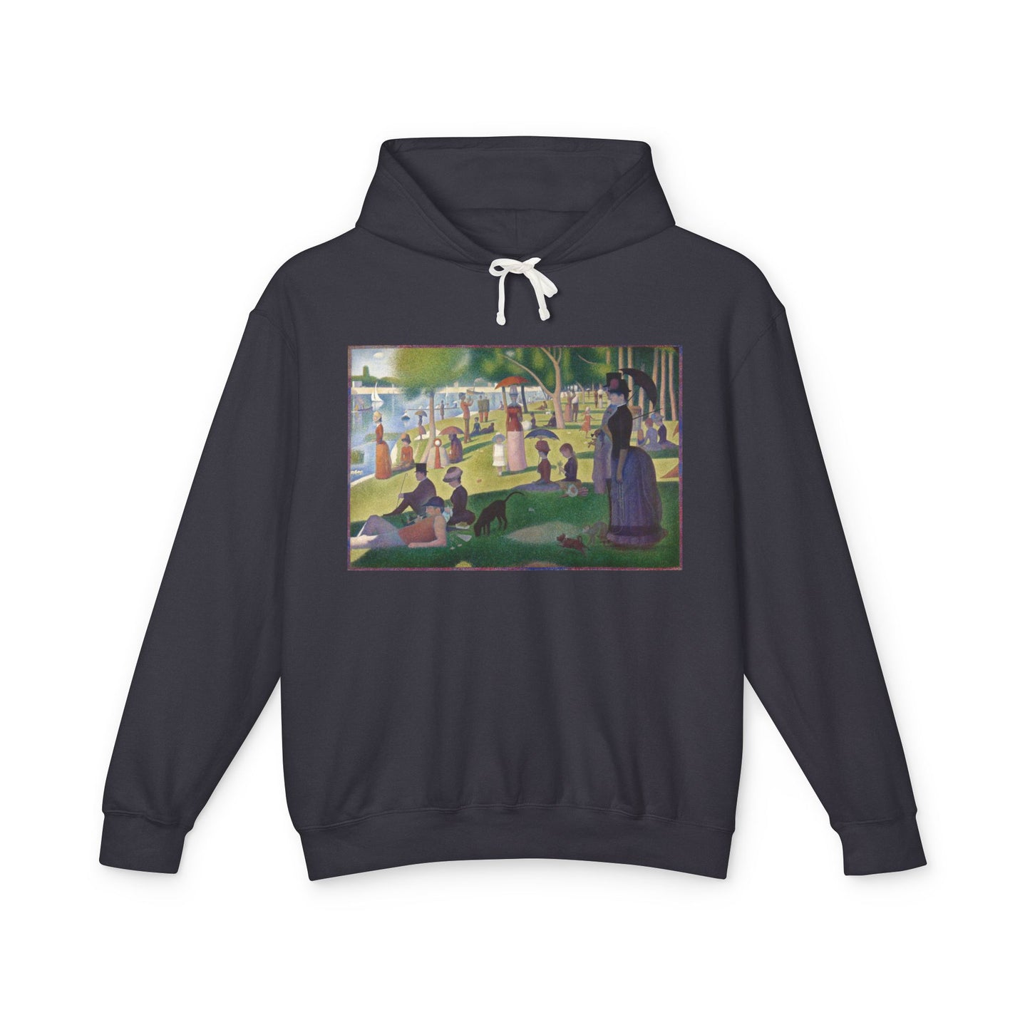 100% Cotton Hoodie Georges Seurat A Sunday Afternoon on the Island of La Grande Jatte Art Lover Famous Painting Graphic Hooded Sweatshirt (Lightweight)