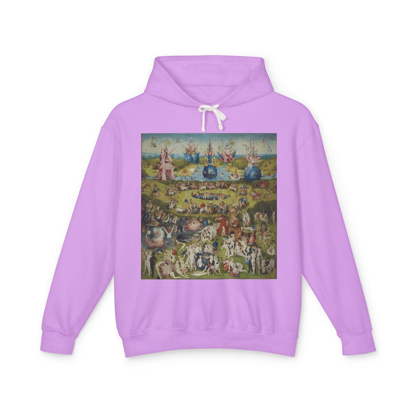 100% Cotton The Garden of Earthly Delights Hoodie Famous Painting Hieronymus Bosch Art Lover Famous Painting Graphic Hooded Sweatshirt (Lightweight)