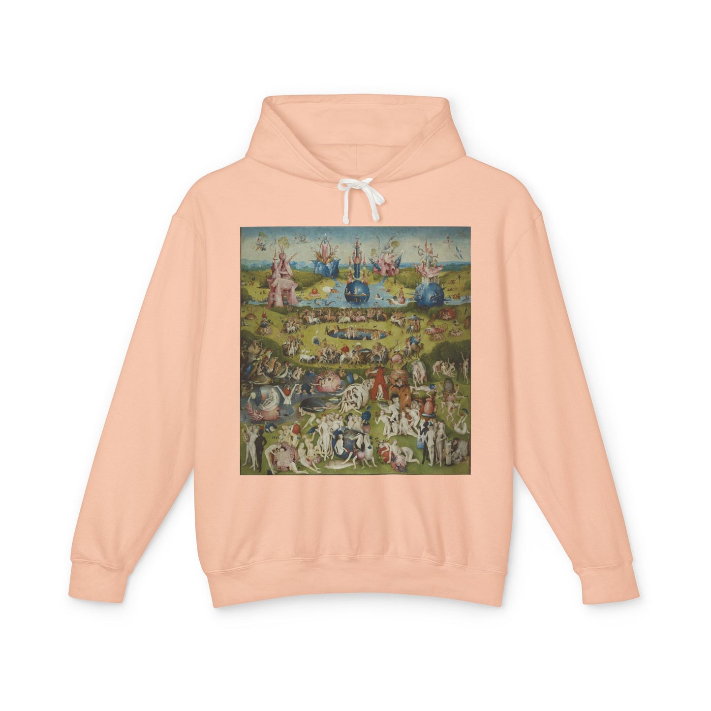 100% Cotton The Garden of Earthly Delights Hoodie Famous Painting Hieronymus Bosch Art Lover Famous Painting Graphic Hooded Sweatshirt (Lightweight)