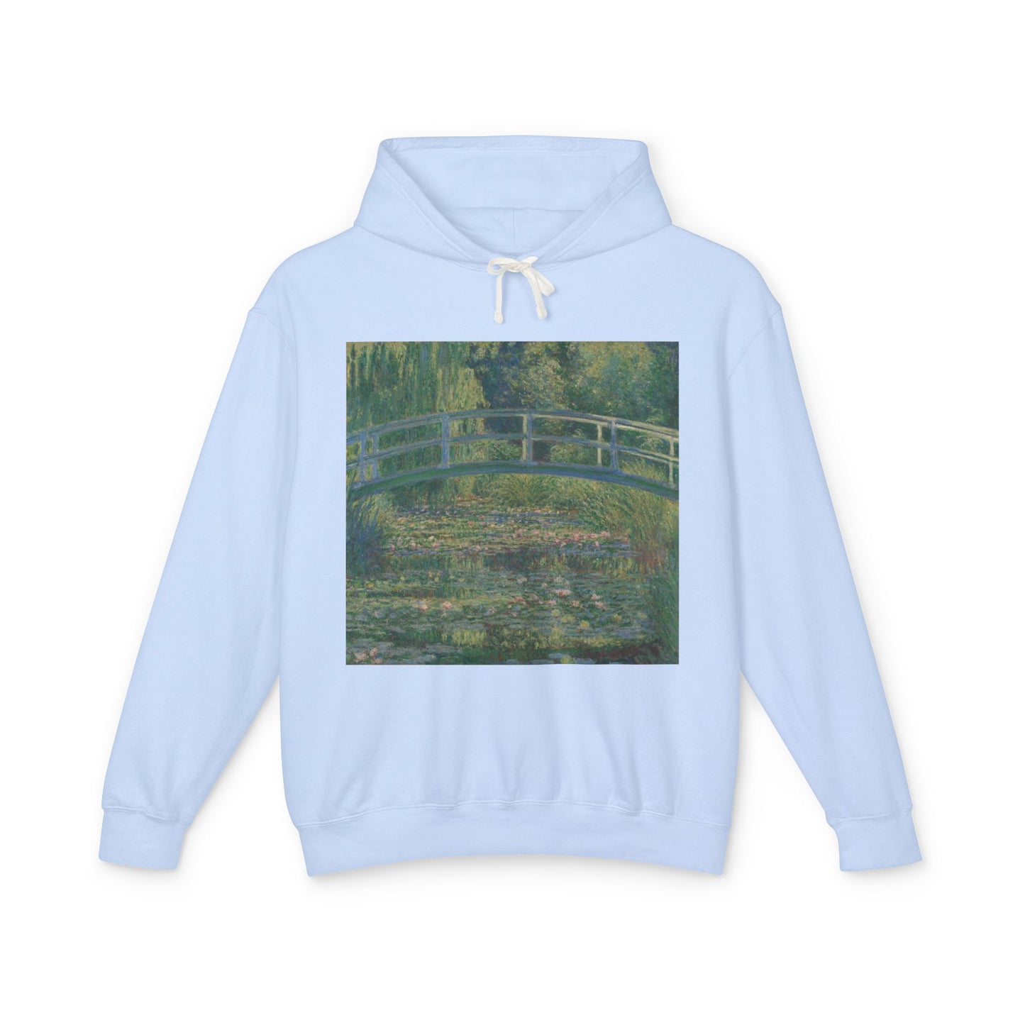 100% Cotton Monet Water Lily Pond Hoodie Art Lover Famous Painting Graphic Hooded Sweatshirt (Lightweight)