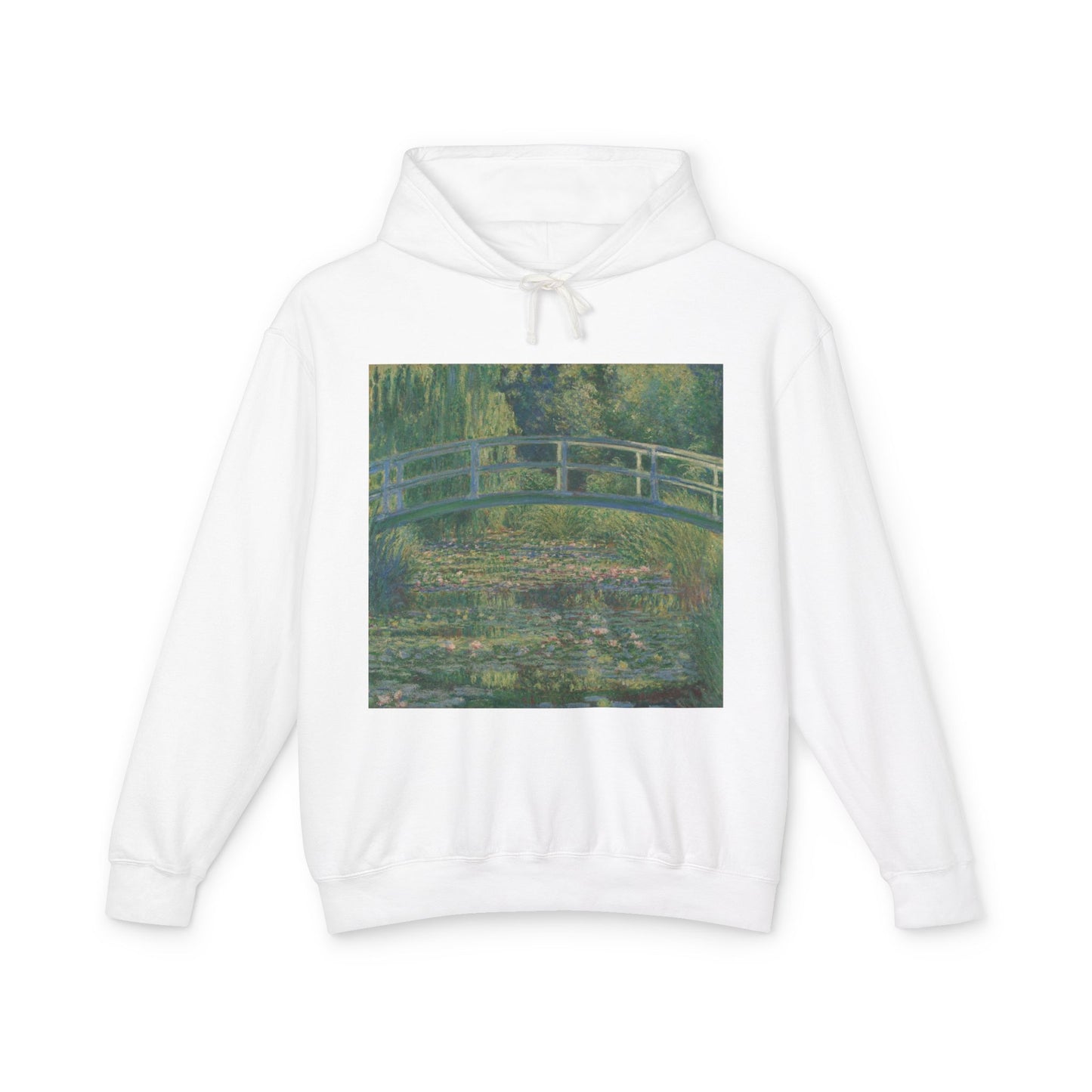 100% Cotton Monet Water Lily Pond Hoodie Art Lover Famous Painting Graphic Hooded Sweatshirt (Lightweight)