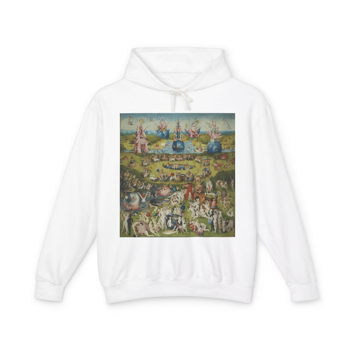 100% Cotton The Garden of Earthly Delights Hoodie Famous Painting Hieronymus Bosch Art Lover Famous Painting Graphic Hooded Sweatshirt (Lightweight)