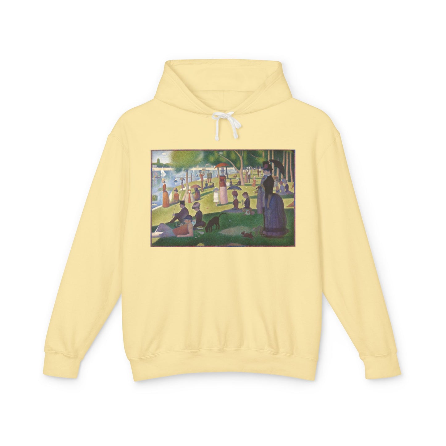 100% Cotton Hoodie Georges Seurat A Sunday Afternoon on the Island of La Grande Jatte Art Lover Famous Painting Graphic Hooded Sweatshirt (Lightweight)