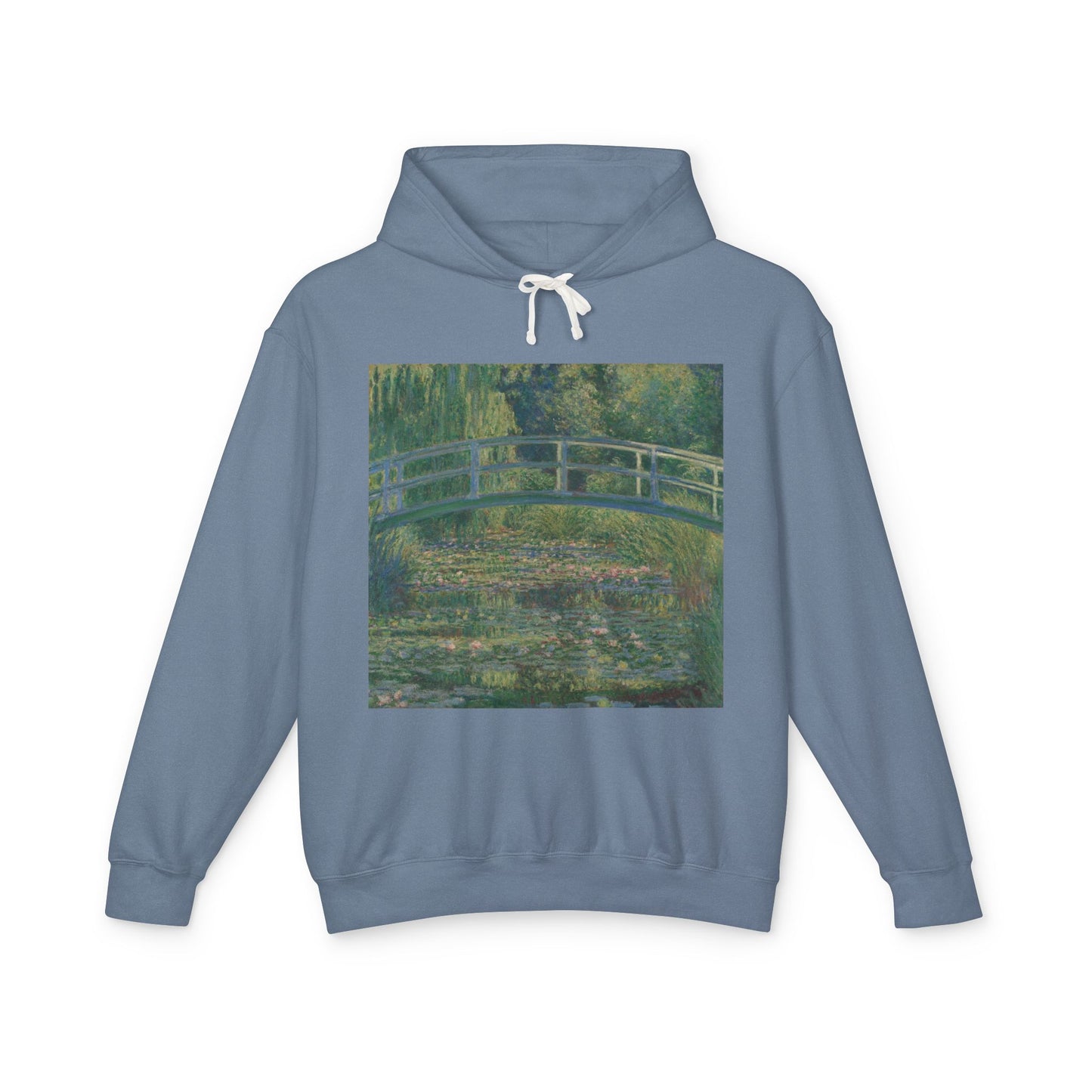 100% Cotton Monet Water Lily Pond Hoodie Art Lover Famous Painting Graphic Hooded Sweatshirt (Lightweight)