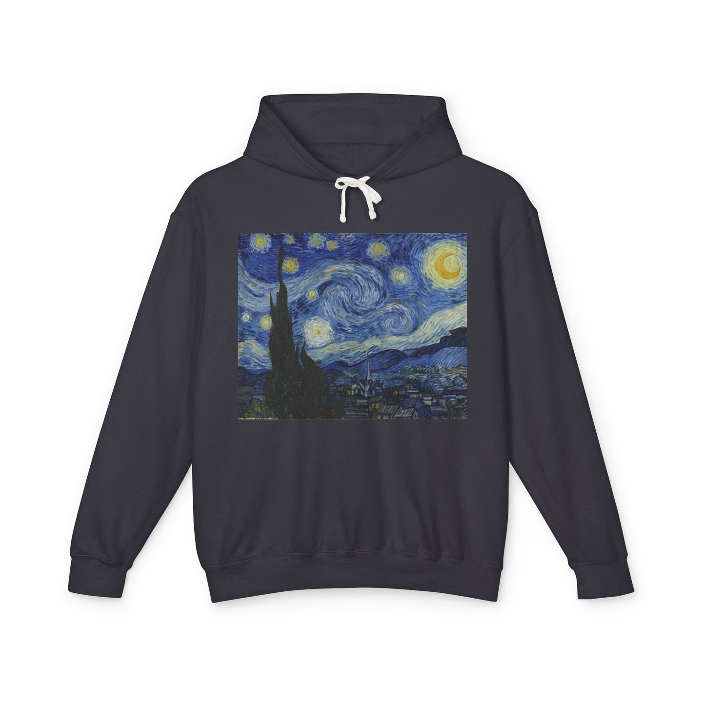 100% Cotton Starry Night Hoodie Vincent Van Gogh Art Lover Famous Painting Graphic Hooded Sweatshirt (Lightweight)