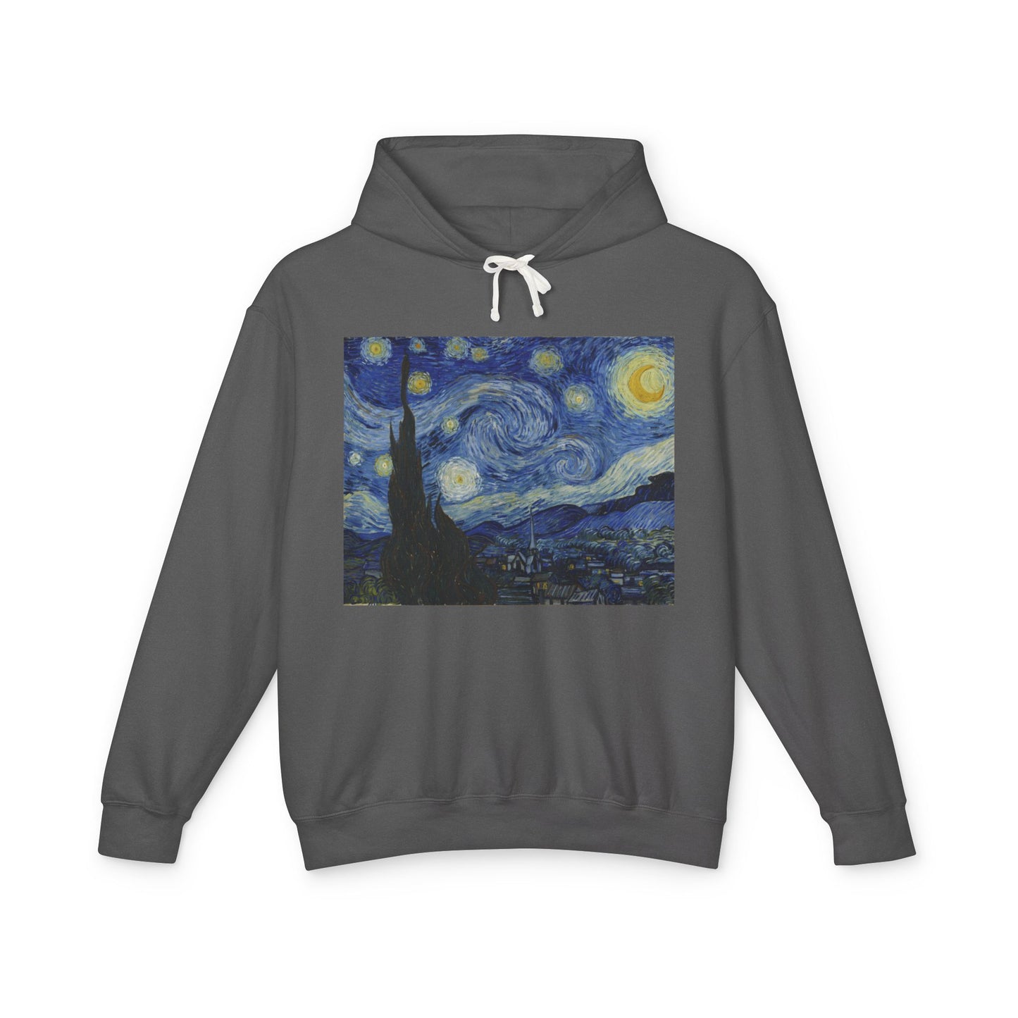 100% Cotton Starry Night Hoodie Vincent Van Gogh Art Lover Famous Painting Graphic Hooded Sweatshirt (Lightweight)