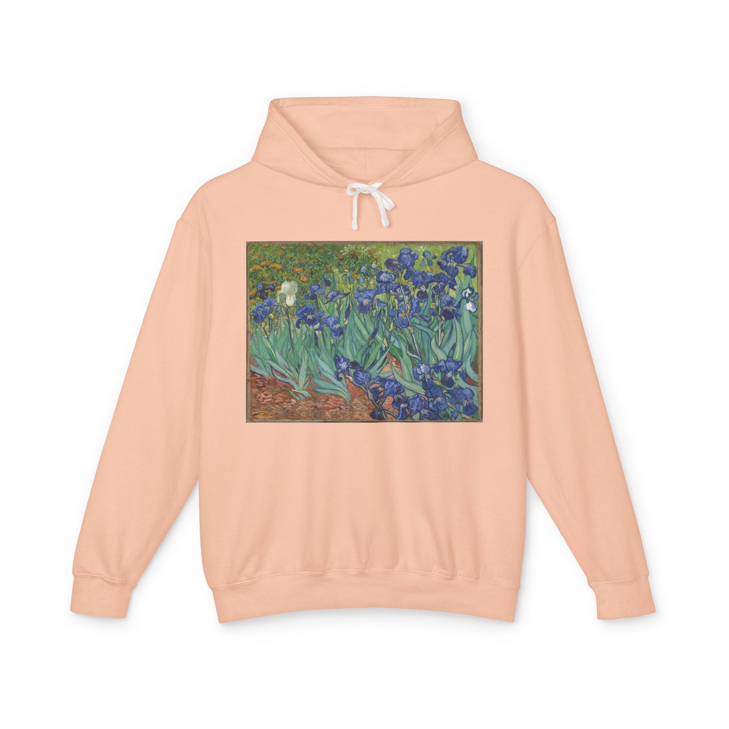100% Cotton Irises Hoodie Vincent Van Gogh Art Lover Famous Painting Graphic Hooded Sweatshirt (Lightweight)