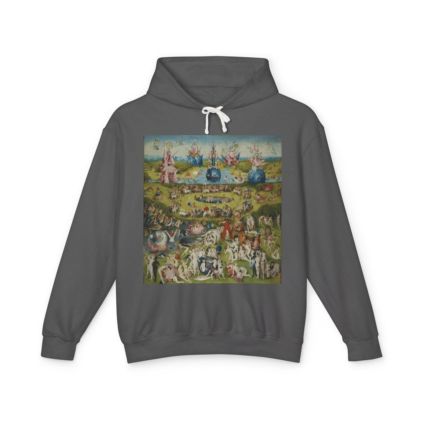 100% Cotton The Garden of Earthly Delights Hoodie Famous Painting Hieronymus Bosch Art Lover Famous Painting Graphic Hooded Sweatshirt (Lightweight)