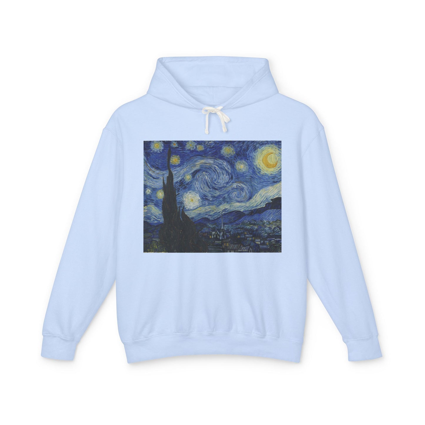 100% Cotton Starry Night Hoodie Vincent Van Gogh Art Lover Famous Painting Graphic Hooded Sweatshirt (Lightweight)