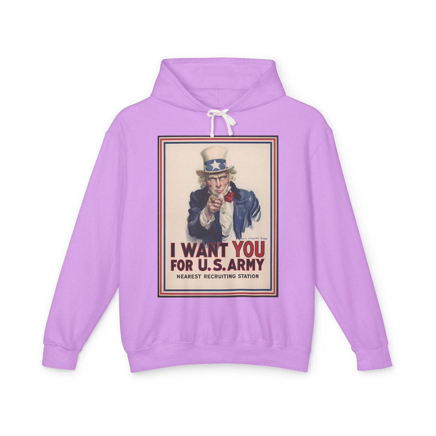 100% Cotton Uncle Sam Hoodie WW1 Propaganda Poster I Want You for U.S. Army James Montgomery Flagg Famous Painting Art Graphic Hooded Sweatshirt (Lightweight)