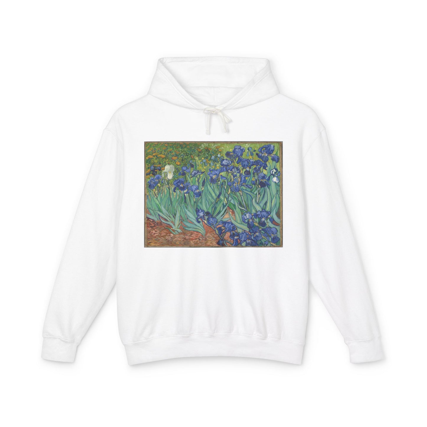 100% Cotton Irises Hoodie Vincent Van Gogh Art Lover Famous Painting Graphic Hooded Sweatshirt (Lightweight)