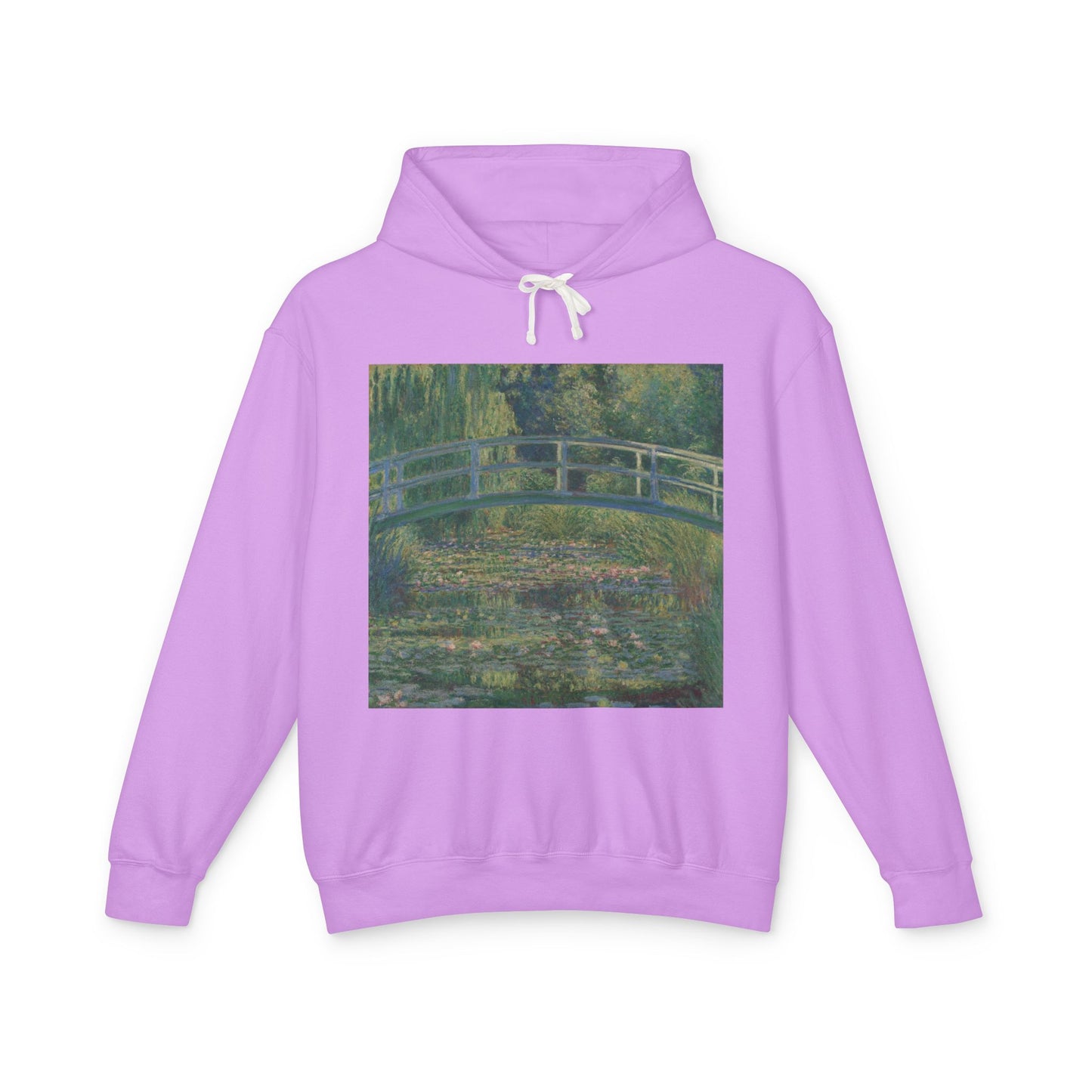 100% Cotton Monet Water Lily Pond Hoodie Art Lover Famous Painting Graphic Hooded Sweatshirt (Lightweight)