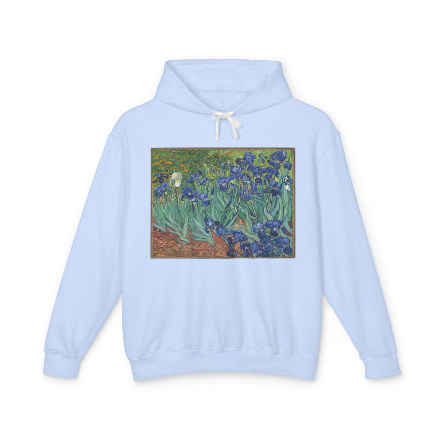 100% Cotton Irises Hoodie Vincent Van Gogh Art Lover Famous Painting Graphic Hooded Sweatshirt (Lightweight)