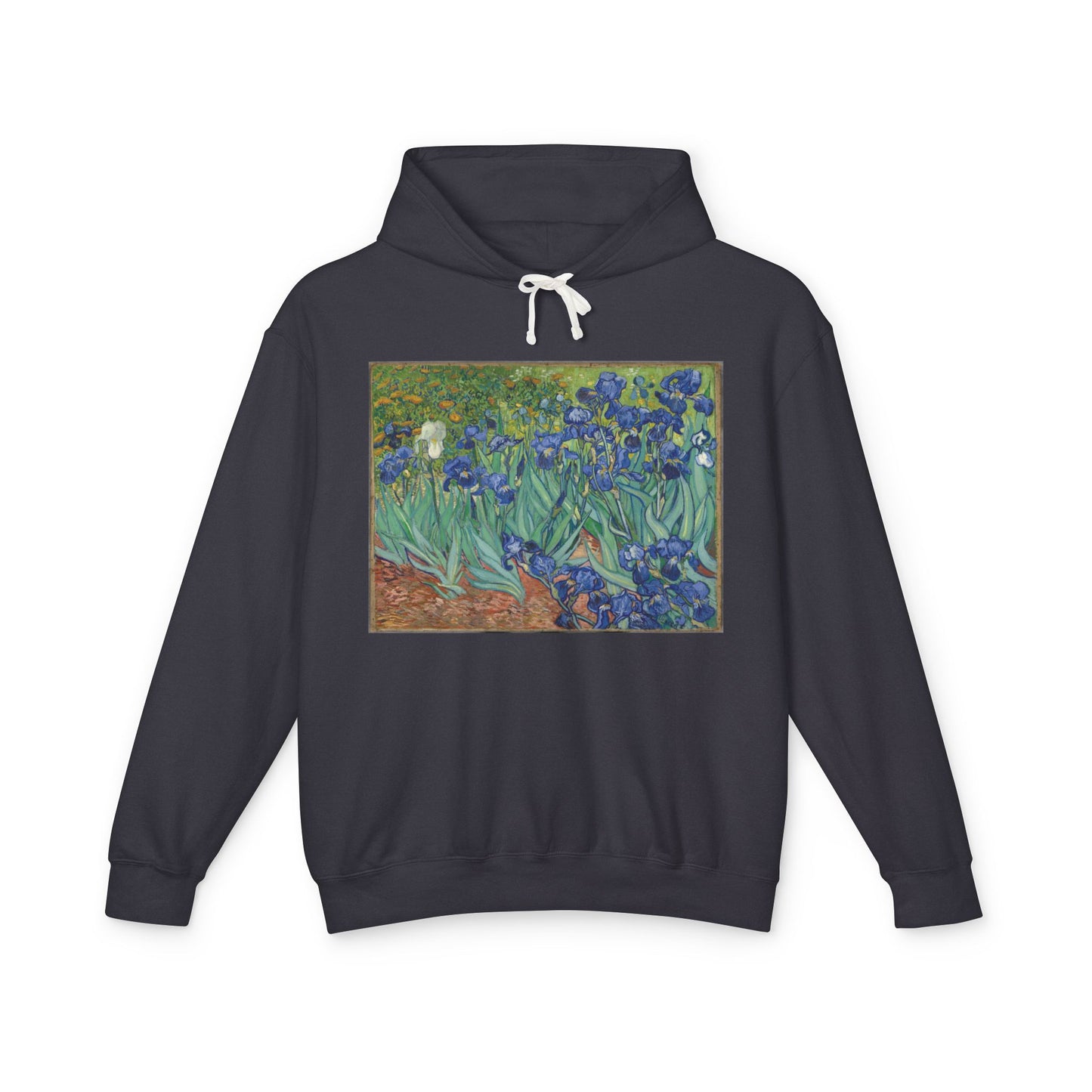 100% Cotton Irises Hoodie Vincent Van Gogh Art Lover Famous Painting Graphic Hooded Sweatshirt (Lightweight)