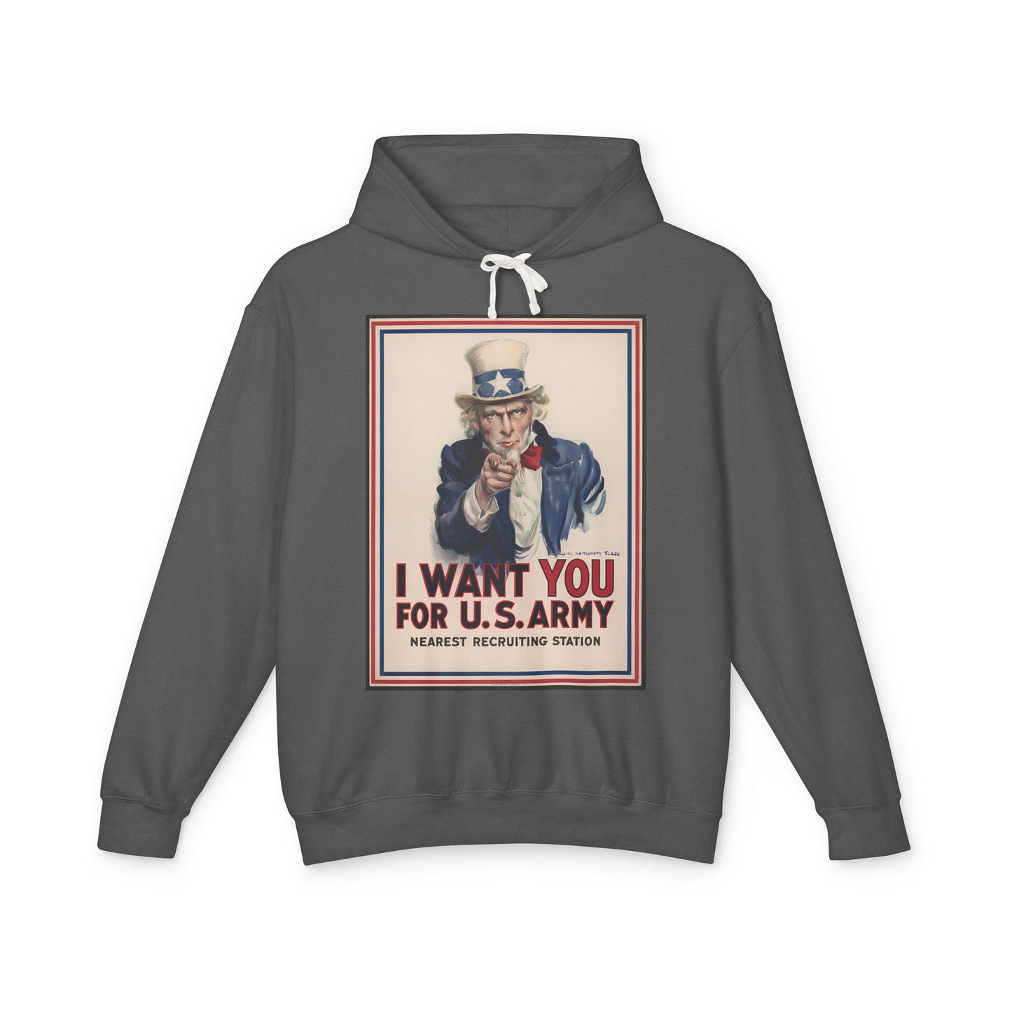 100% Cotton Uncle Sam Hoodie WW1 Propaganda Poster I Want You for U.S. Army James Montgomery Flagg Famous Painting Art Graphic Hooded Sweatshirt (Lightweight)