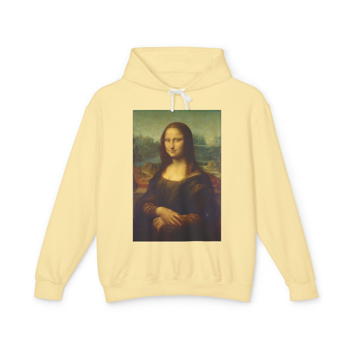100% Cotton Mona Lisa Hoodie Leonardo da Vinci Famous Painting Art Lover Graphic Hooded Sweatshirt (Lightweight)