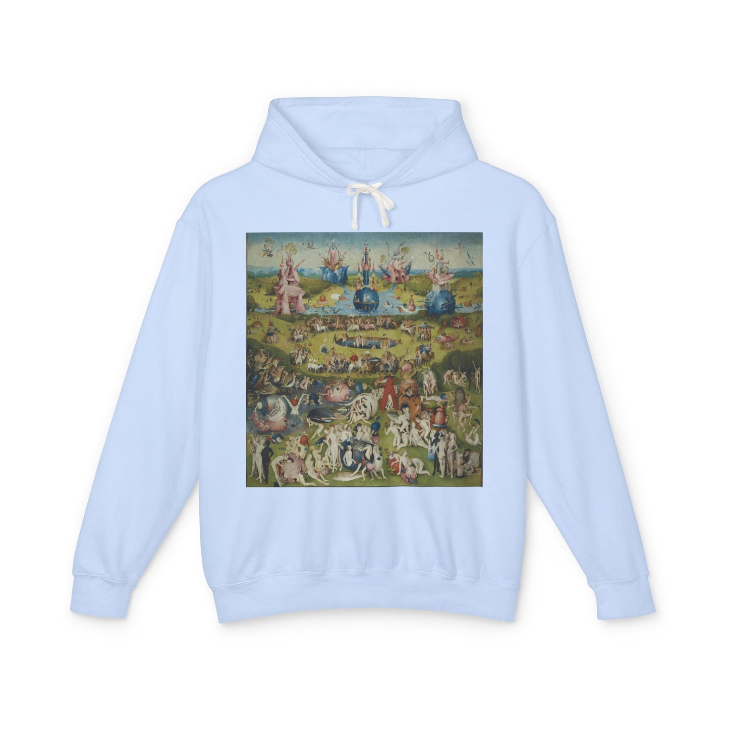 100% Cotton The Garden of Earthly Delights Hoodie Famous Painting Hieronymus Bosch Art Lover Famous Painting Graphic Hooded Sweatshirt (Lightweight)