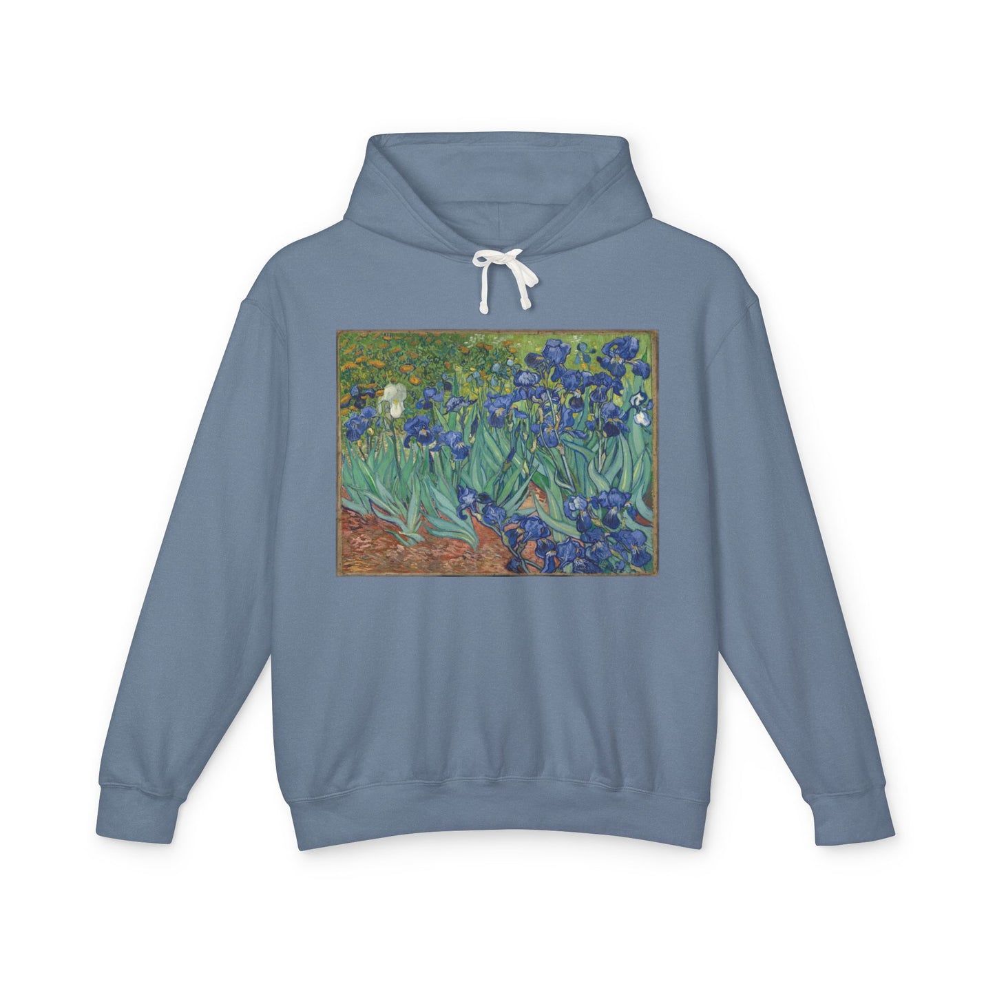 100% Cotton Irises Hoodie Vincent Van Gogh Art Lover Famous Painting Graphic Hooded Sweatshirt (Lightweight)