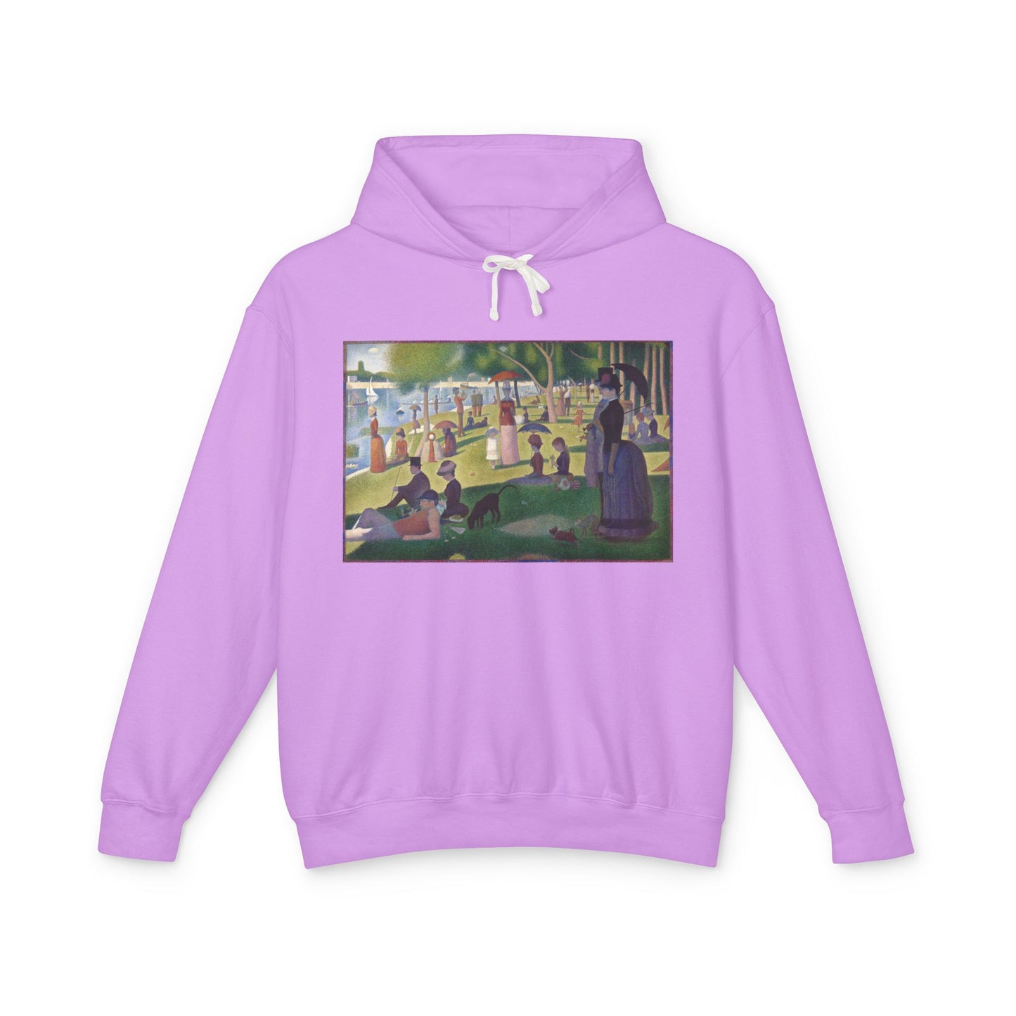 100% Cotton Hoodie Georges Seurat A Sunday Afternoon on the Island of La Grande Jatte Art Lover Famous Painting Graphic Hooded Sweatshirt (Lightweight)