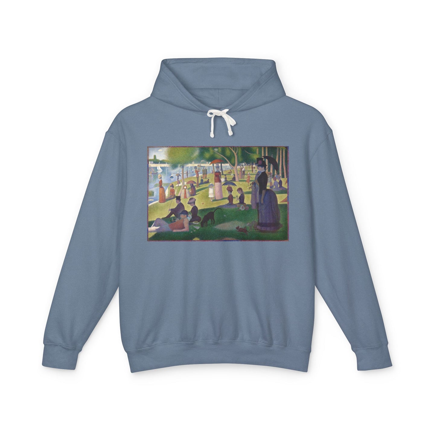 100% Cotton Hoodie Georges Seurat A Sunday Afternoon on the Island of La Grande Jatte Art Lover Famous Painting Graphic Hooded Sweatshirt (Lightweight)