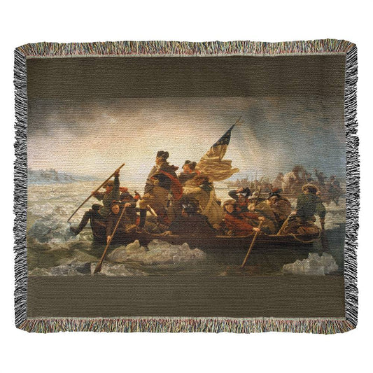100% Cotton Throw Blanket George Washington's crossing of the Delaware River Art Cool Gift for Conservative Libertarian Patriots and American History Lovers
