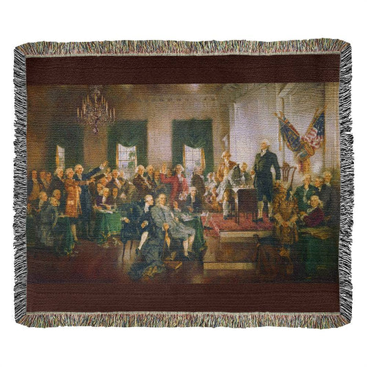 1787 Constitutional Convention Art 100% Cotton Throw Blanket Gift for Conservative Libertarian Patriots and American History Lovers - Scene at the Signing of the Constitution of the United States