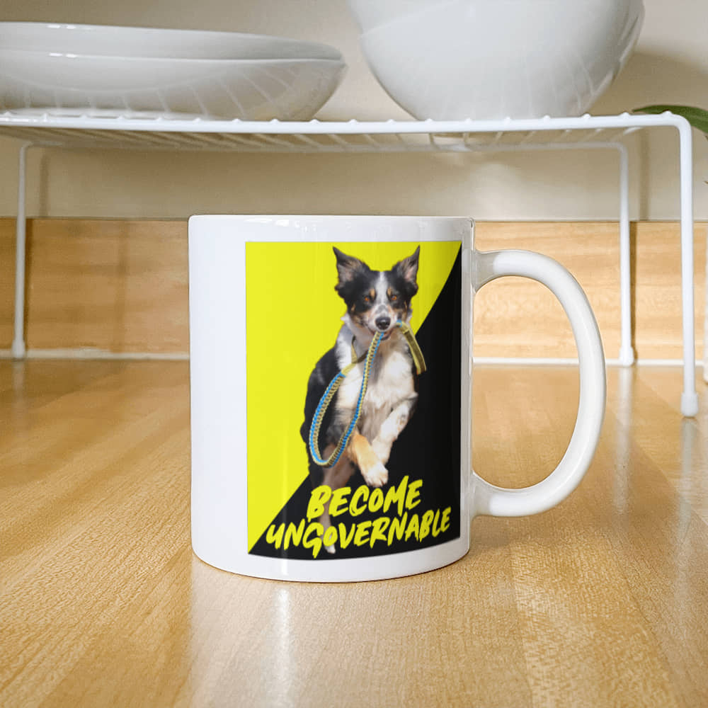 Become Ungovernable Coffee Mug (11 oz) Dog Meme Voluntaryist Ancap Flag Graphic Anarchocapitalist Anarchist Libertarian Merch