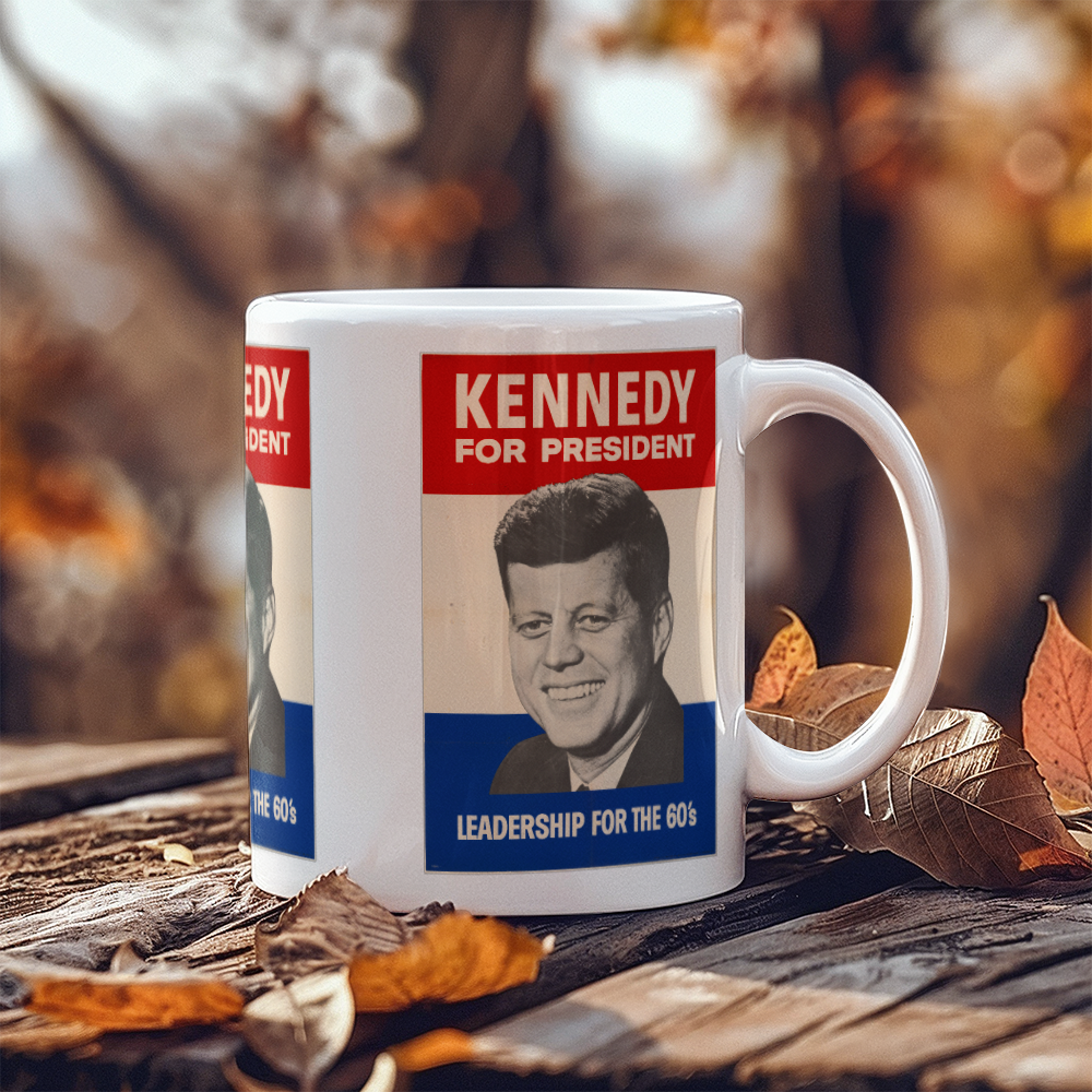 John F Kennedy for President Coffee Mug (11 oz) Vintage Campaign Poster Leadership for the 60's JFK Mugs