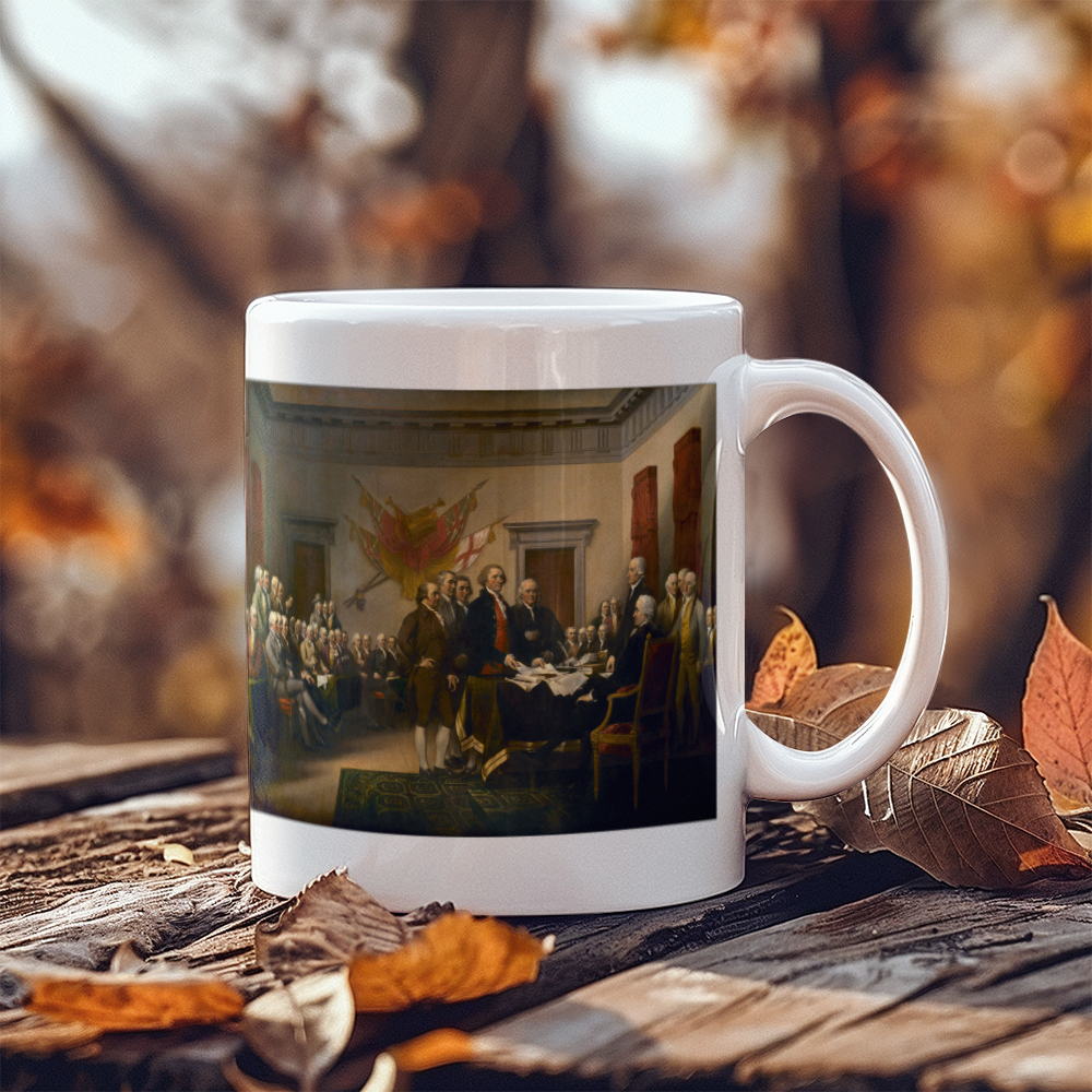 Declaration of Independence Painting Coffee Mug (11 oz) John Trumbull Art 1776 Mugs for Libertarian Conservatives