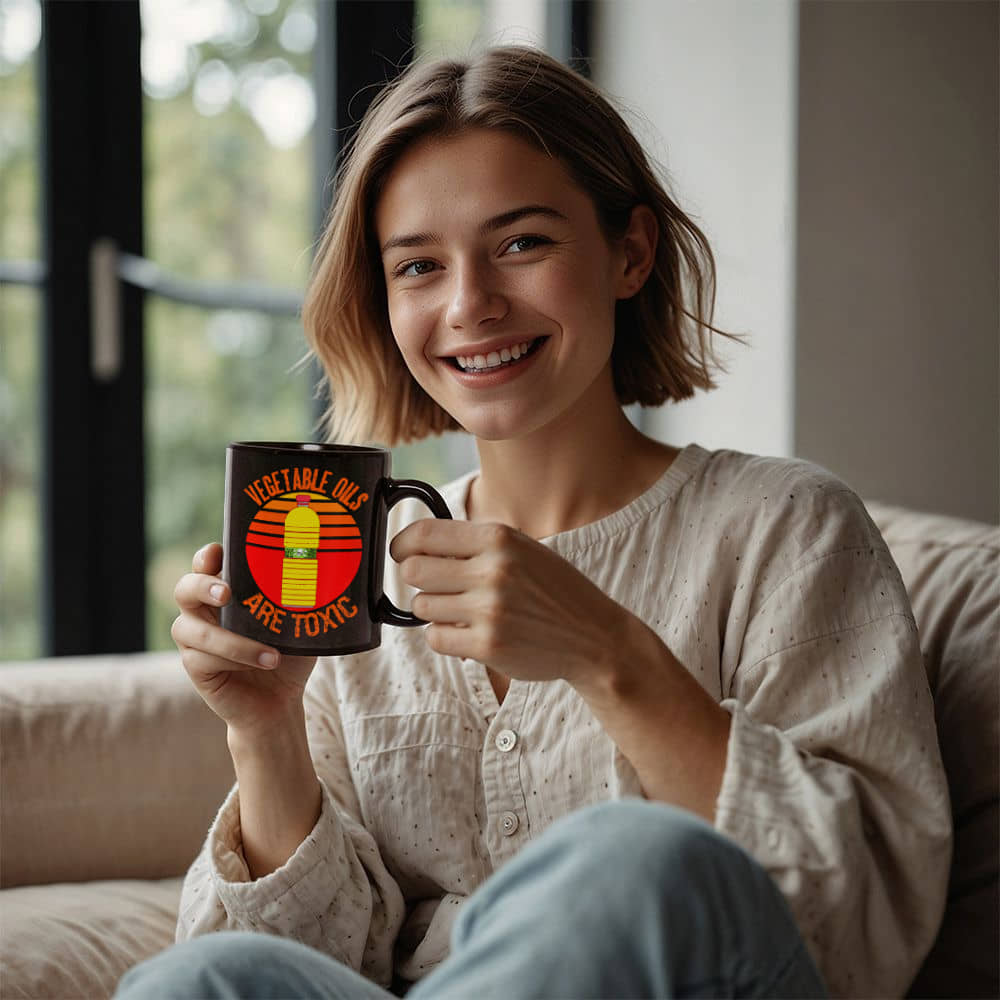 Vegetable Oils Are Toxic Coffee Mug (11 oz) Seed Oils Bottle Graphic