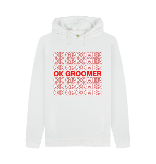 White OK Groomer 100% Cotton Hoodie