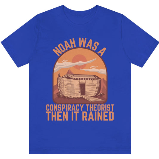 Noah Was a Conspiracy Theorist Then It Rained Vintage Sunset Graphic Tee Unisex T-Shirt Bella+Canvas 3001