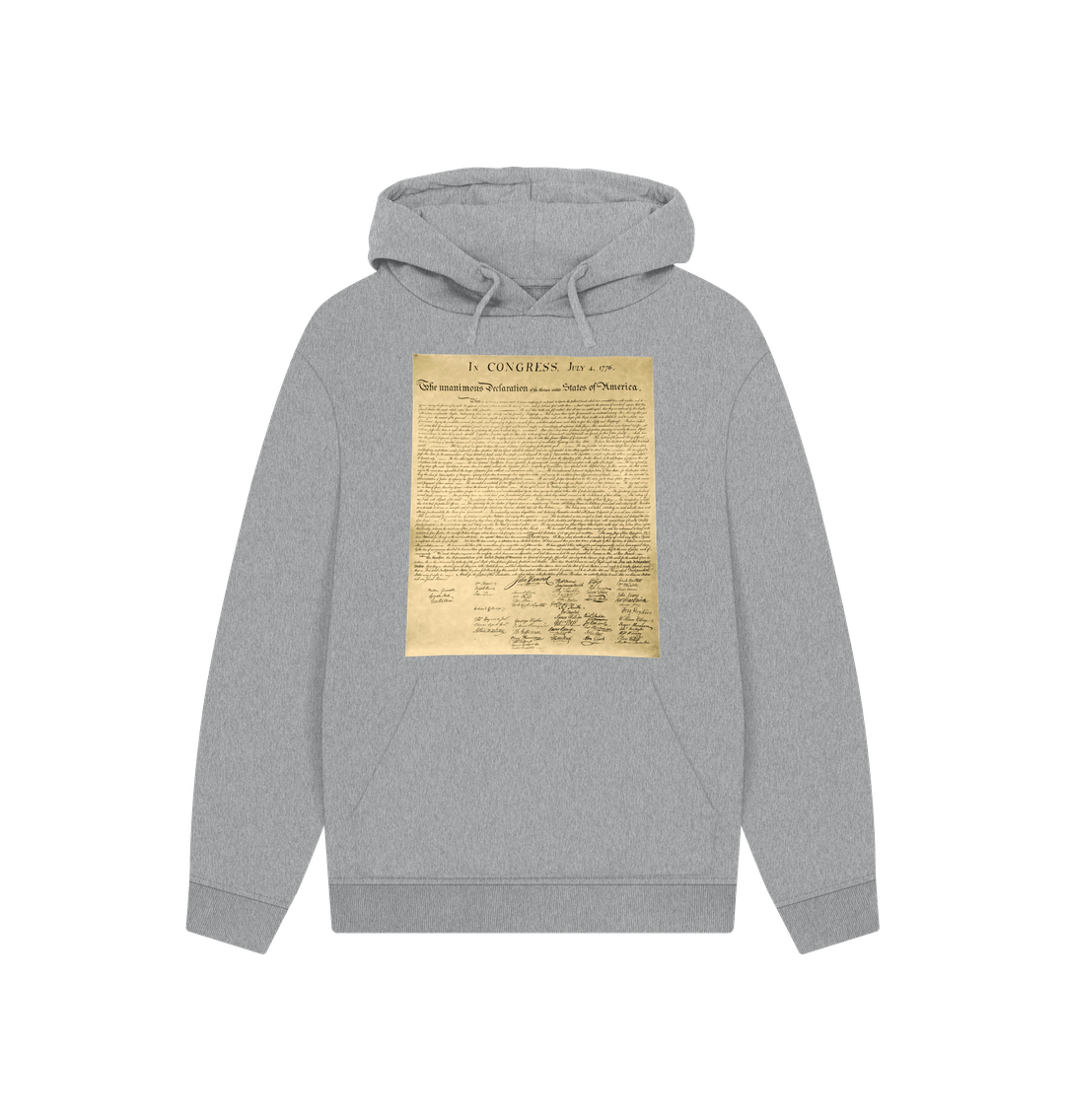 Athletic Grey Declaration of Independence Graphic 100% Organic Cotton Hoodie (Unisex)