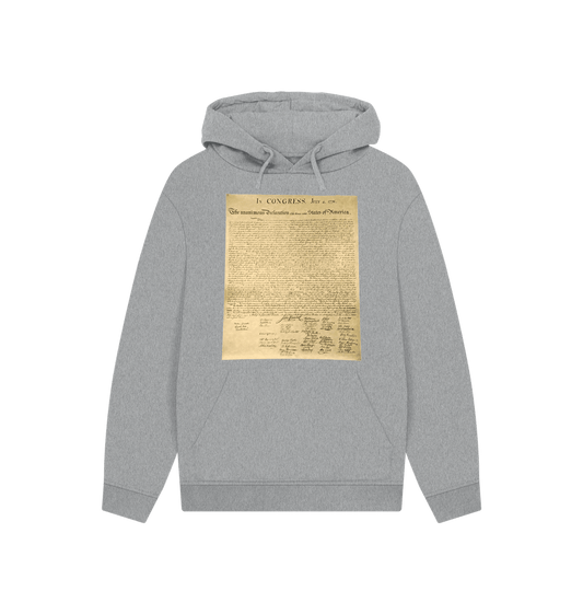 Athletic Grey Declaration of Independence Graphic 100% Organic Cotton Hoodie (Unisex)