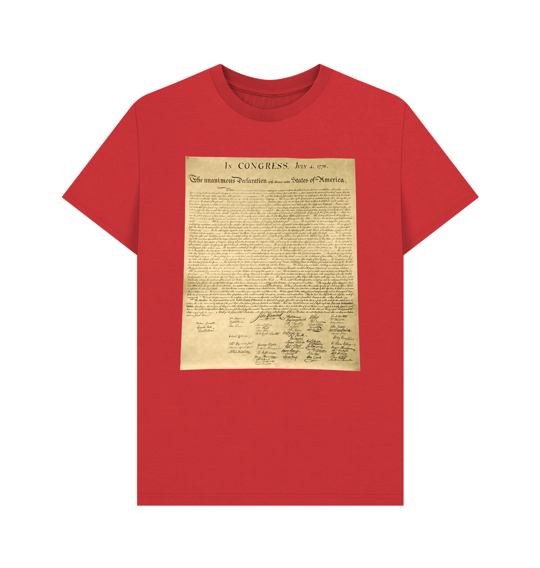 Red Declaration of Independence Shirt 100% Organic Cotton Graphic Tee Conservative Tee Shirts T-Shirt