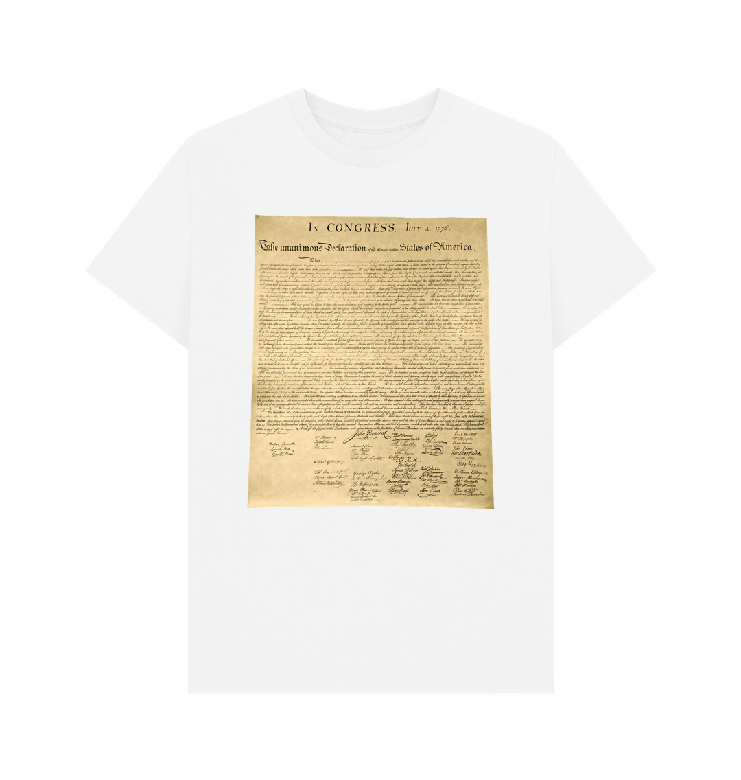 White Declaration of Independence Shirt 100% Organic Cotton Graphic Tee Conservative Tee Shirts T-Shirt