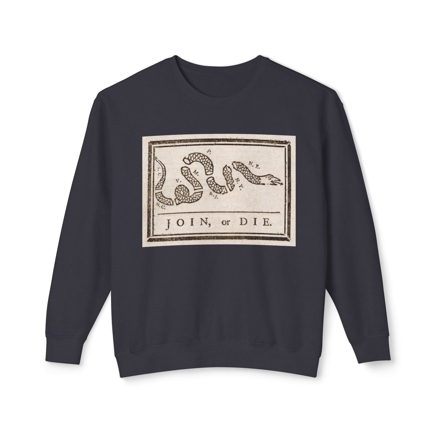 Join or Die Shirt Revolutionary War Snake Libertarian Graphic Unisex 100% Cotton Sweatshirt (Lightweight)