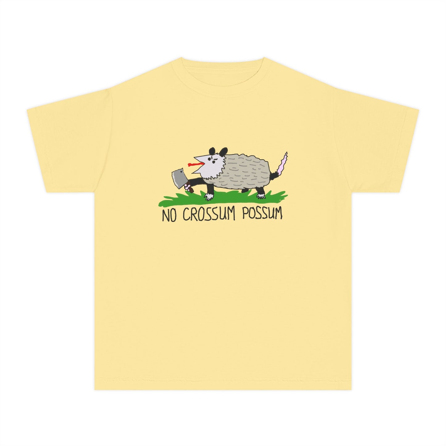 No Crossum Possum Dont Tread on Me Gadsden Bad Drawing Libertarian Meme Graphic Kids T-Shirt Comfort Colors 9018