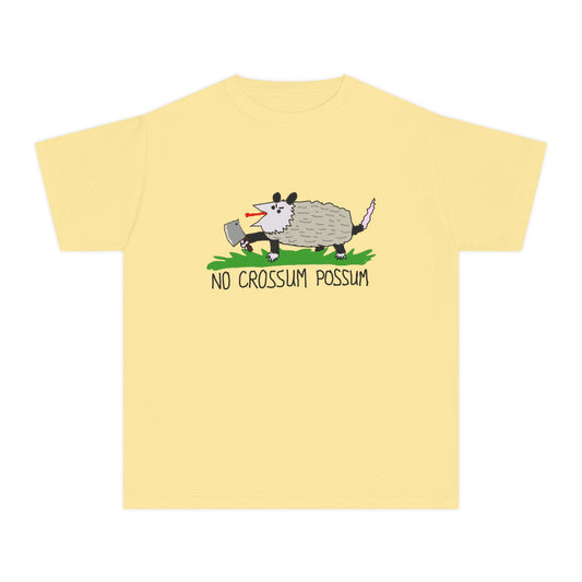 No Crossum Possum Dont Tread on Me Gadsden Bad Drawing Libertarian Meme Graphic Kids T-Shirt Comfort Colors 9018