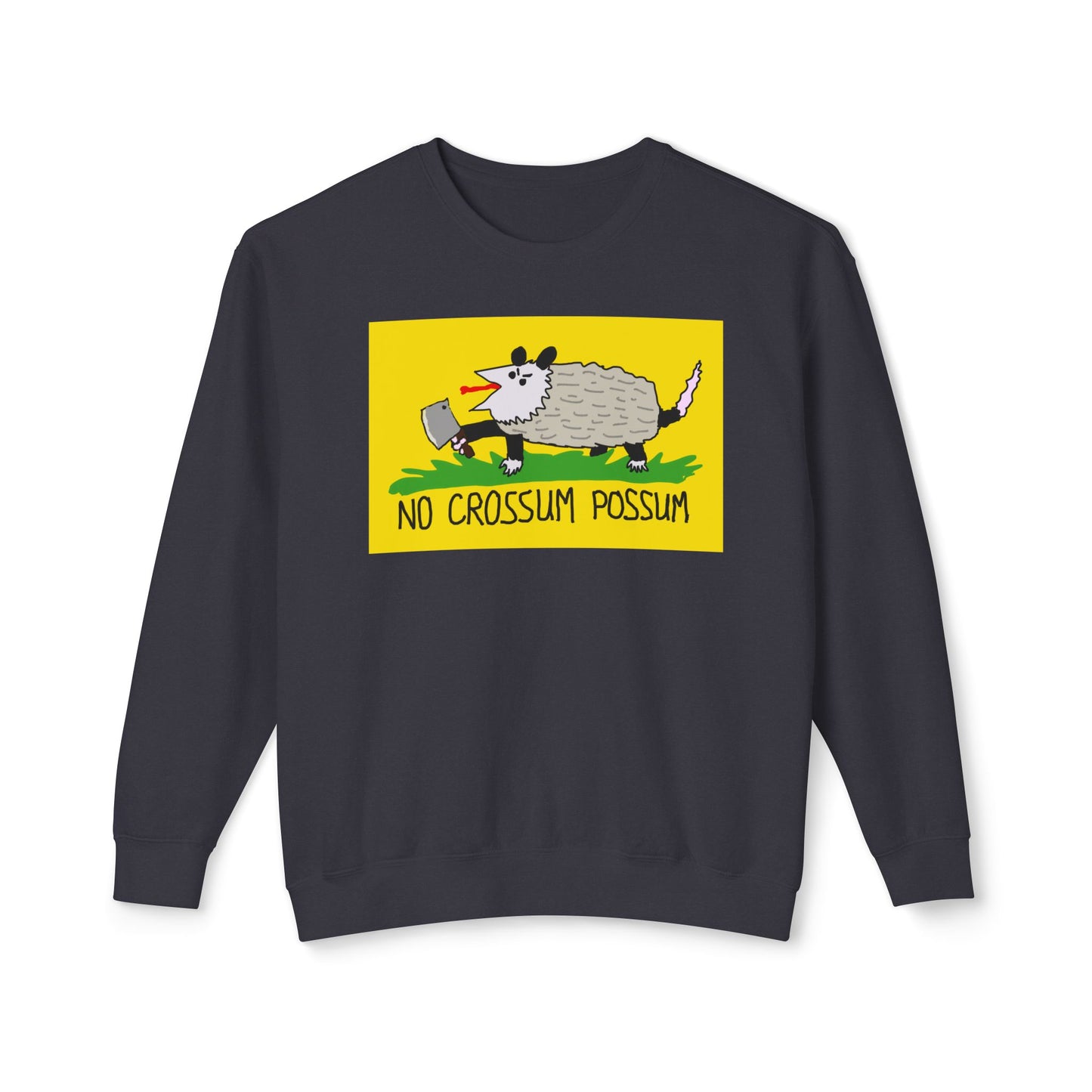 No Crossum Possum Sweater Bad Drawing Gadsden Flag Dont Tread on Me Parody Libertarian Meme Graphic Unisex 100% Cotton Sweatshirt (Lightweight)