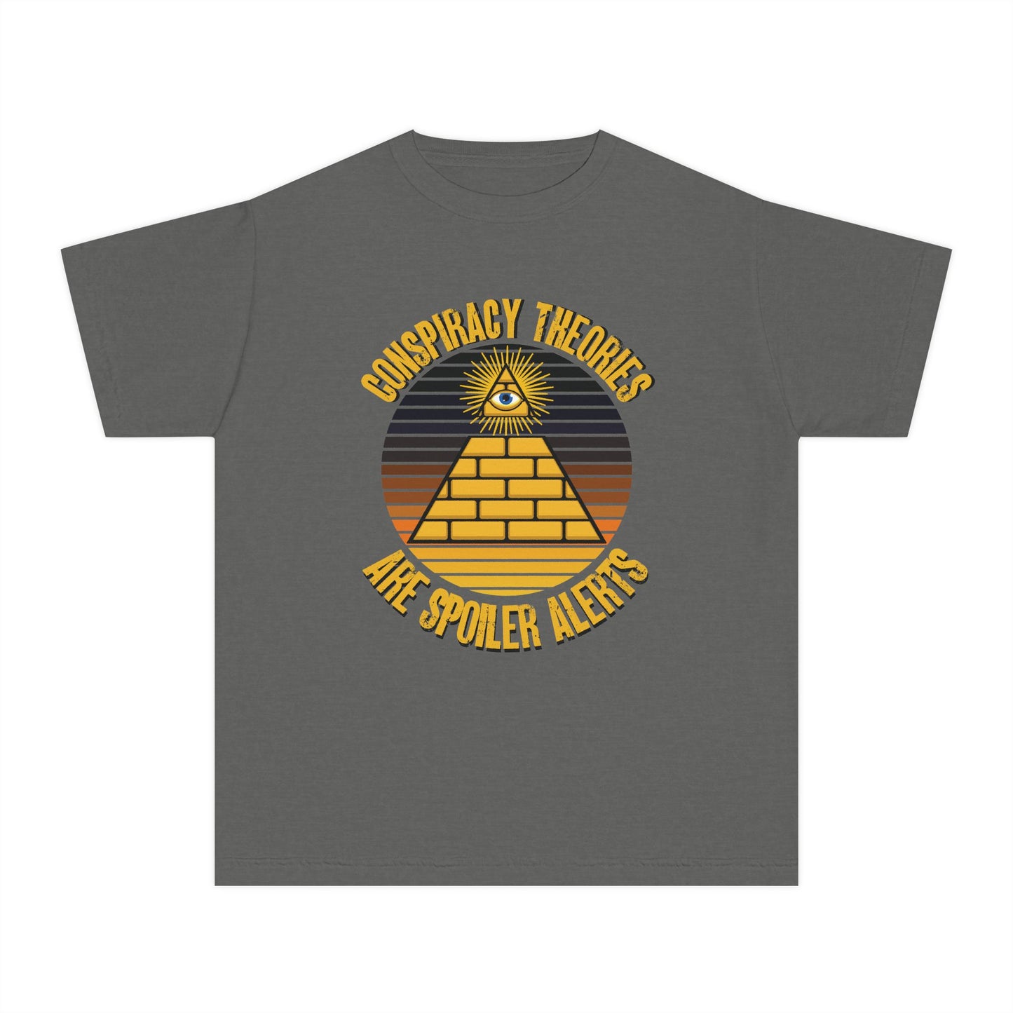 Conspiracy Theories Are Spoiler Alerts Meme Graphic Kids T-Shirt Comfort Colors 9018